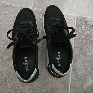 Hogan Black Sneakers with Silver Highlights
